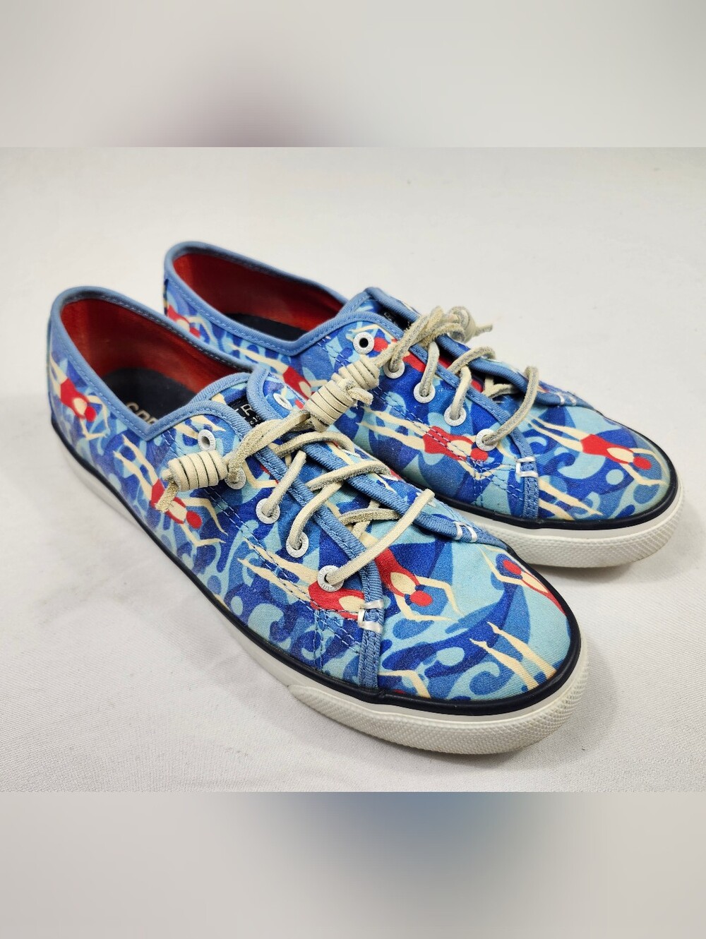 Sperry Top Sider Women's 8.5 M Blue Multi Color Canvas Athletic Shoes